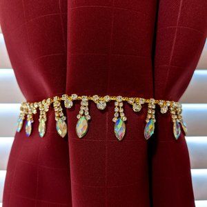 Magnetic Bling Rhinestone AB Crystal Tassel Chain Curtain Tieback Clips